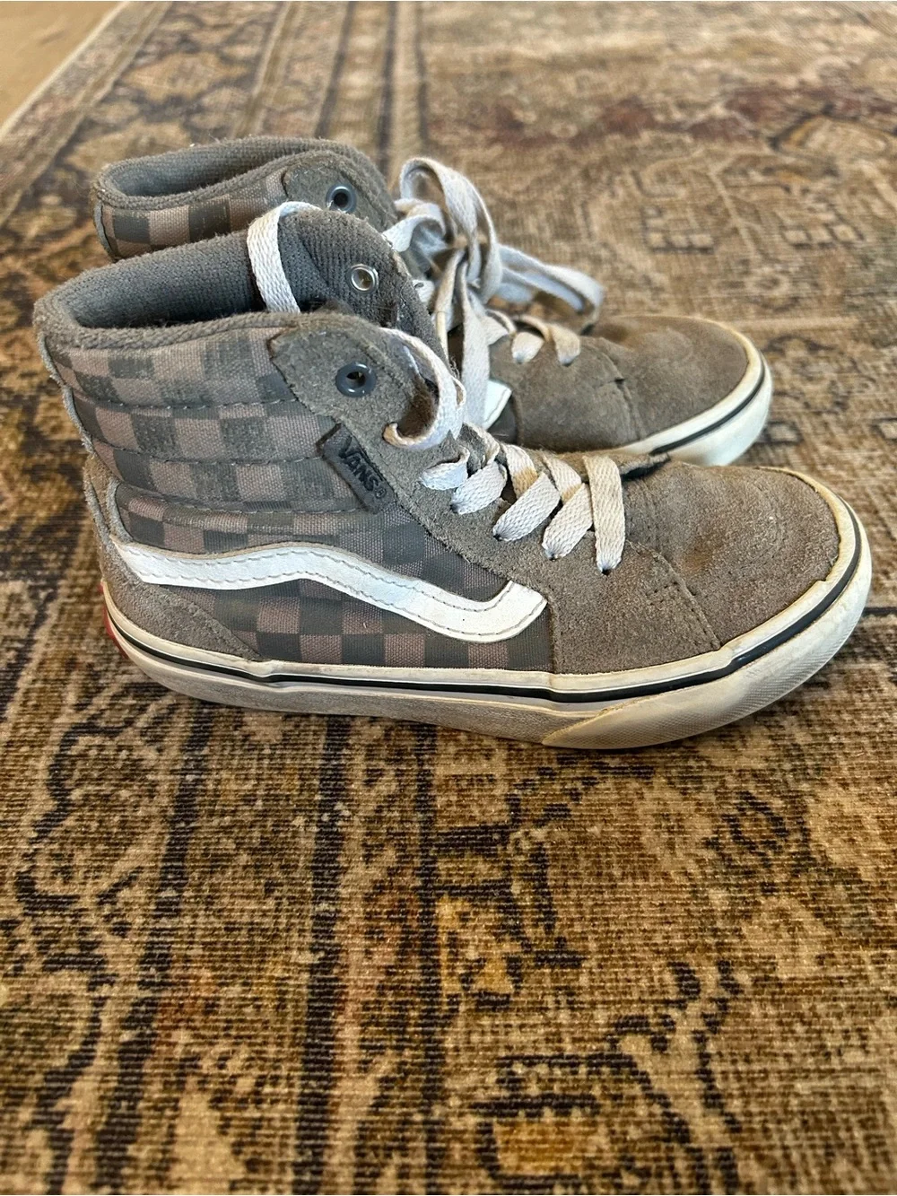 Vans Kids Gray Checkerboard High-Top Sneakers